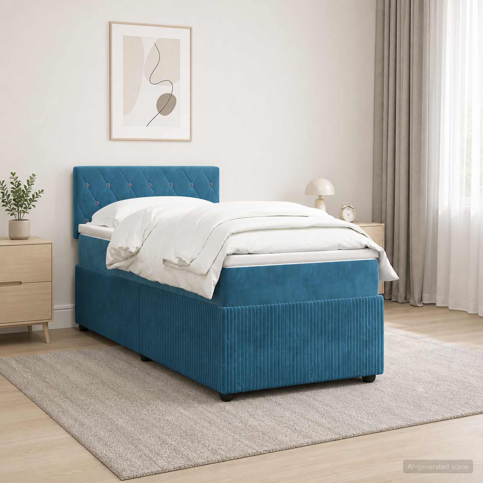 Boxmadras med topmadras med hovedgrde Bl 100 x 200 cm Fljl