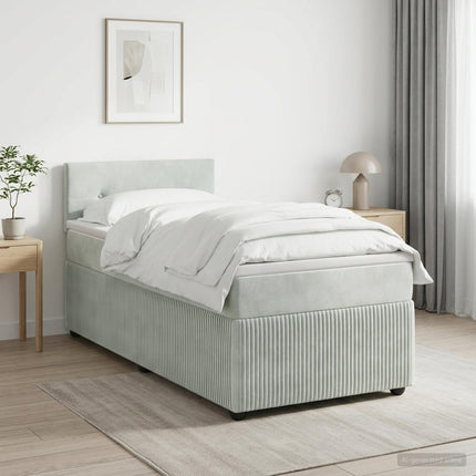 Boxmadras med topmadras Lysegrå 100 x 200 cm Fløjl
