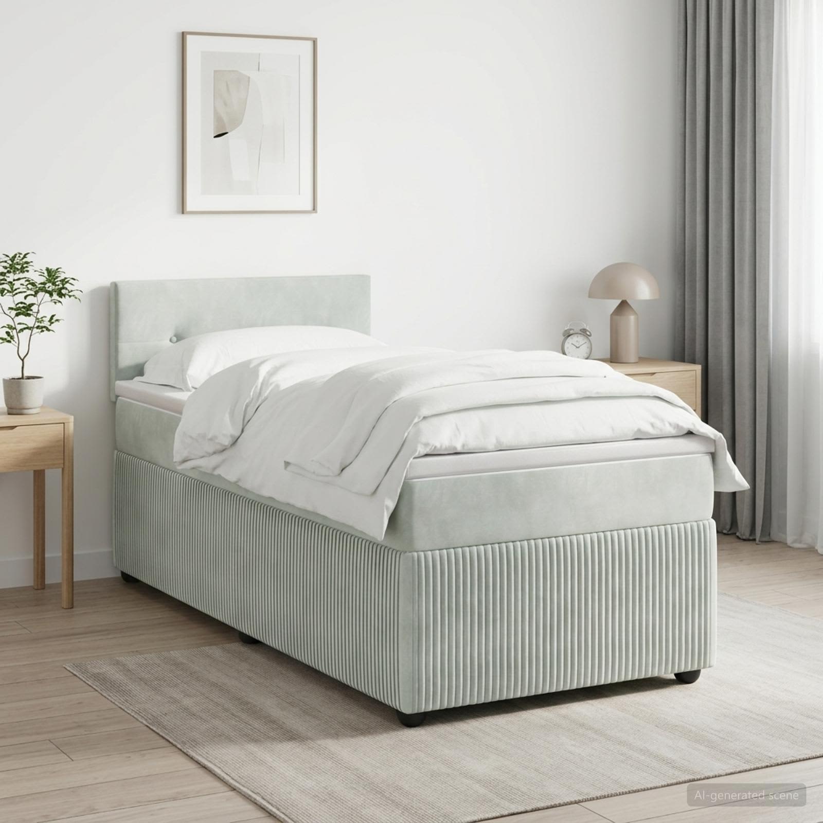 Boxmadras med topmadras Lysegr 80 x 200 cm Fljl