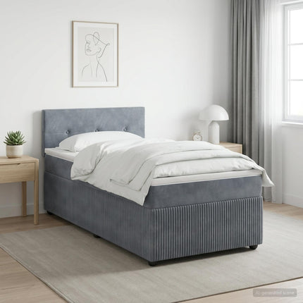 Boxmadras med topmadras Mørkegrå 100 x 200 cm Fløjl