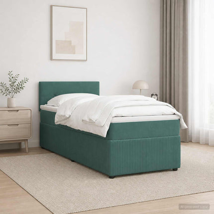 Boxmadras med topmadras Mørkegrøn 100 x 200 cm Fløjl