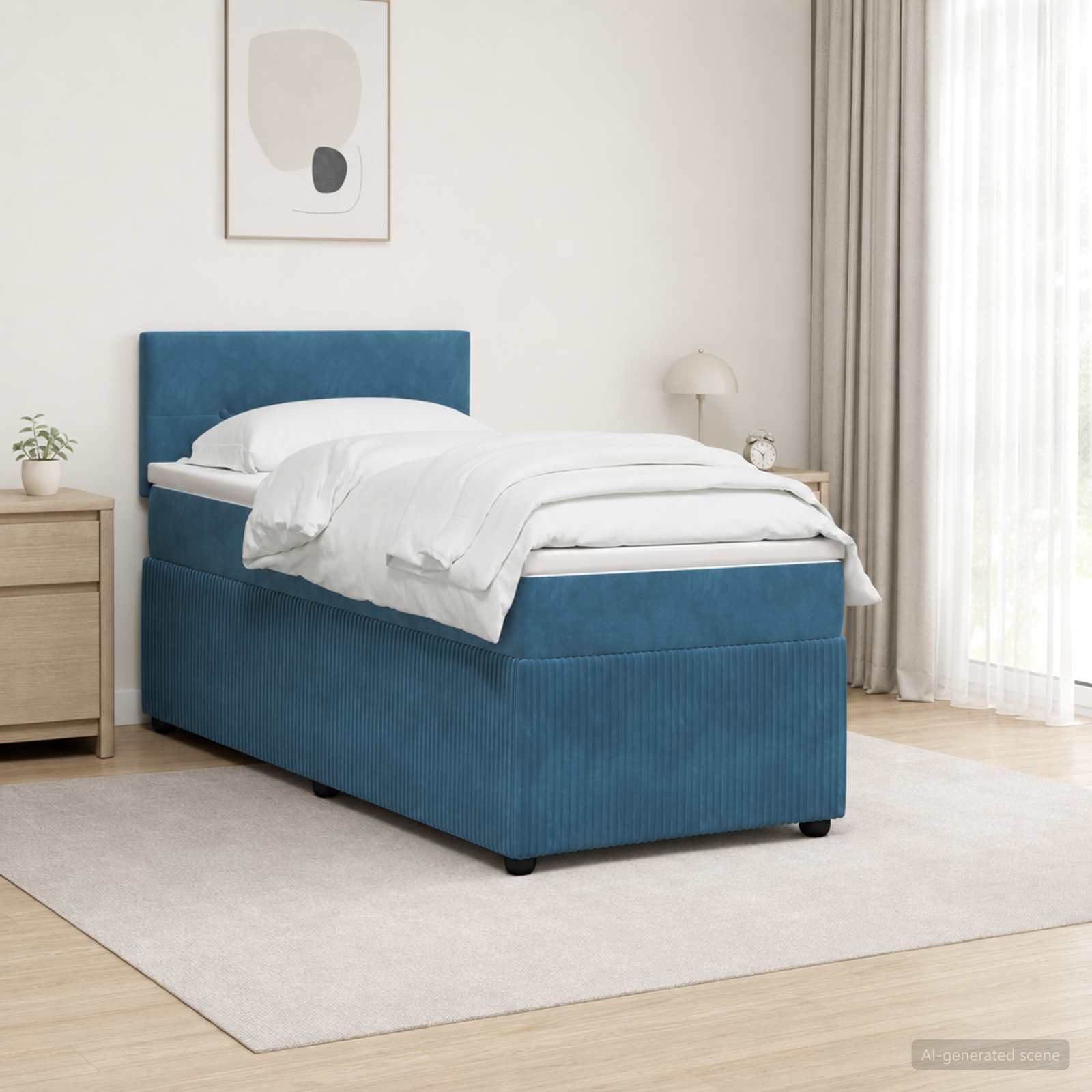 Boxmadras med topmadras med hovedgrde Bl 80 x 200 cm Fljl
