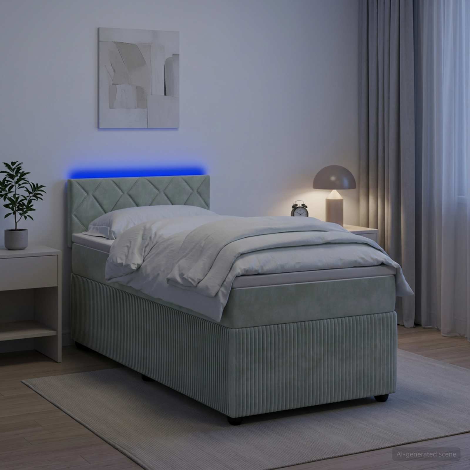 Boxmadras med topmadras Lysegr 90 x 190 cm Fljl
