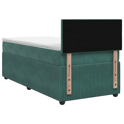 Boxmadras med topmadras Mørkegrøn 90 x 190 cm Fløjl