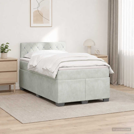 Boxmadras med topmadras Lysegrå 120 x 190 cm Fløjl