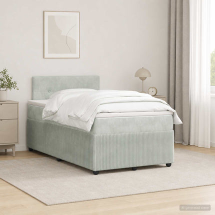 Boxmadras med topmadras Lysegrå 120 x 190 cm Fløjl