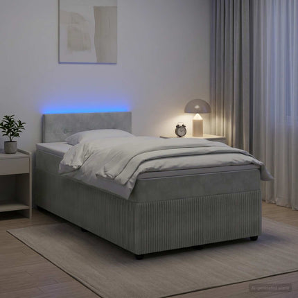 Boxmadras med topmadras Lysegrå 120 x 190 cm Fløjl