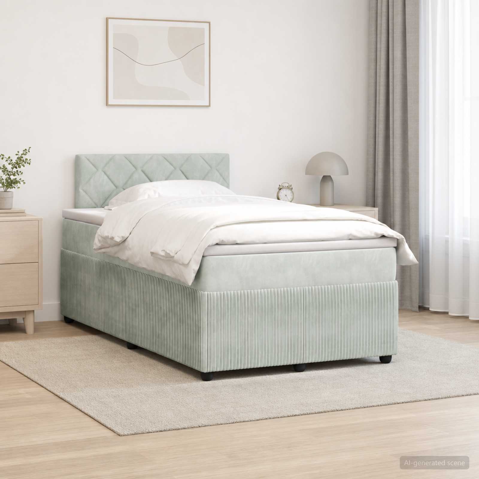 Boxmadras med topmadras Lysegr 120 x 190 cm Fljl