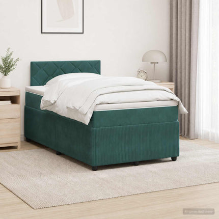 Boxmadras med topmadras Mørkegrøn 120 x 190 cm Fløjl