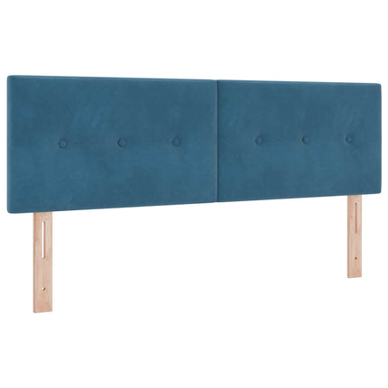 Boxmadras med topmadras med hovedgærde Blå 140 x 190 cm Fløjl