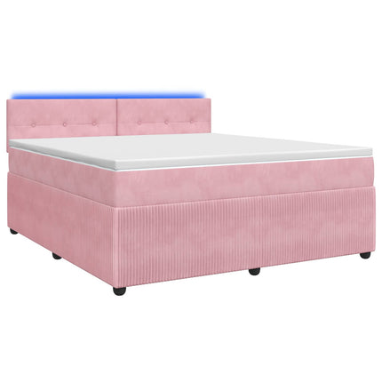Boxmadras med topmadras Lyserød 140 x 190 cm Fløjl
