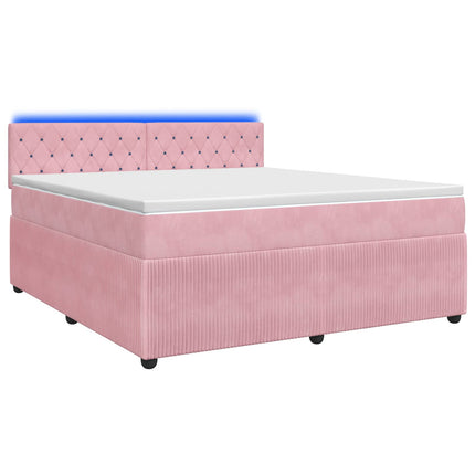 Boxmadras med topmadras Lyserød 160 x 200 cm Fløjl