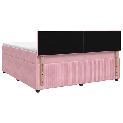 Boxmadras med topmadras Lyserød 160 x 200 cm Fløjl