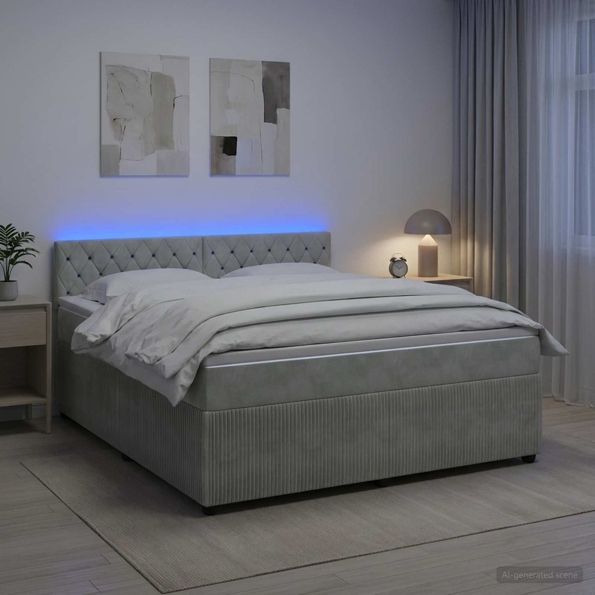 Boxmadras med topmadras Lysegr 140 x 200 cm Fljl