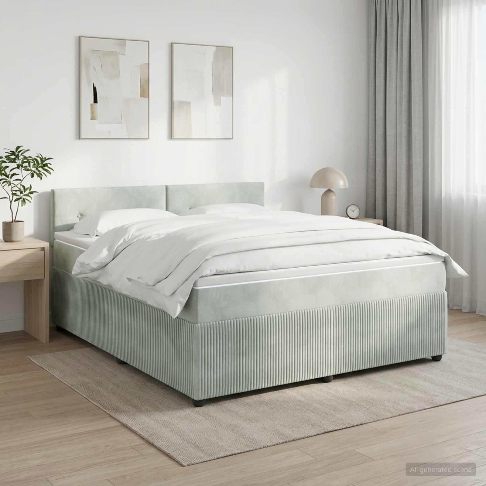 Boxmadras med topmadras Lysegr 140 x 190 cm Fljl