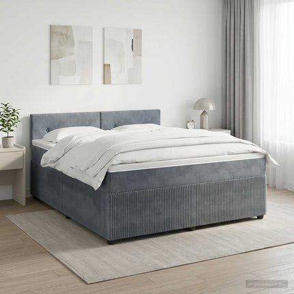Boxmadras med topmadras Mørkegrå 140 x 190 cm Fløjl