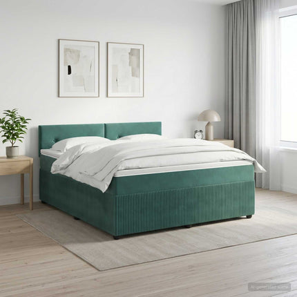 Boxmadras med topmadras Mørkegrøn 180 x 200 cm Fløjl