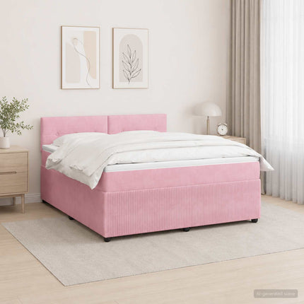 Boxmadras med topmadras Lyserød 180 x 200 cm Fløjl
