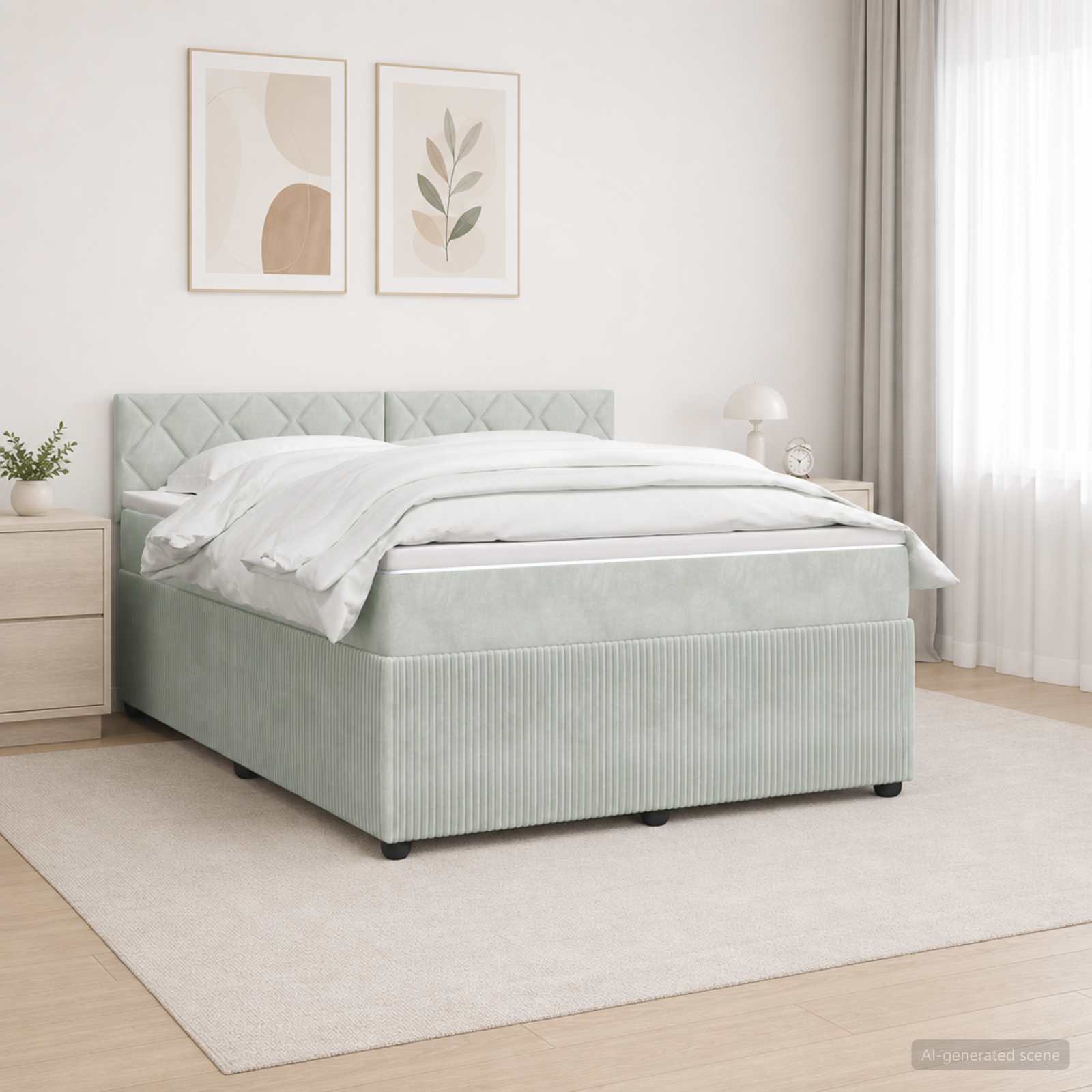 Boxmadras med topmadras Lysegr 140 x 200 cm Fljl