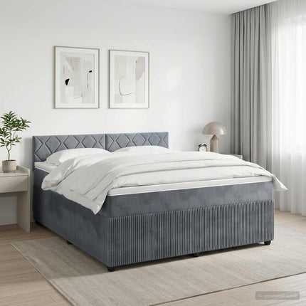 Boxmadras med topmadras Mørkegrå 160 x 200 cm Fløjl