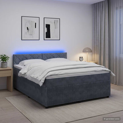 Boxmadras med topmadras Mørkegrå 140 x 190 cm Fløjl