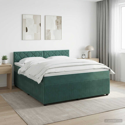 Boxmadras med topmadras Mørkegrøn 180 x 200 cm Fløjl