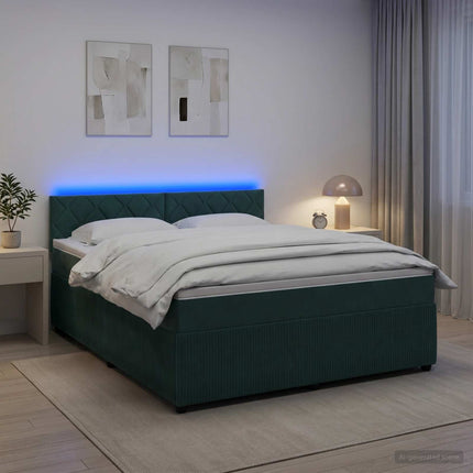 Boxmadras med topmadras Mørkegrøn 180 x 200 cm Fløjl