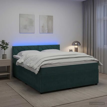 Boxmadras med topmadras Mørkegrøn 180 x 200 cm Fløjl