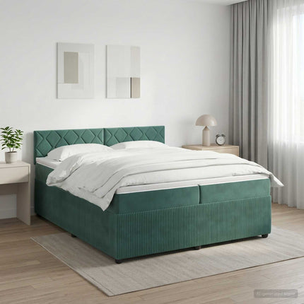 Boxmadras med topmadras Mørkegrøn 200 x 200 cm Fløjl