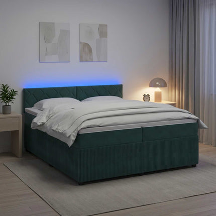 Boxmadras med topmadras Mørkegrøn 200 x 200 cm Fløjl