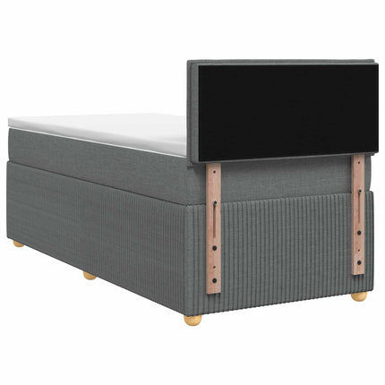 Box Spring Seng med Madras og LED Mørkegrå 90 x 190 cm Stof