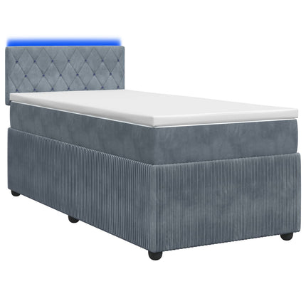 Box Spring Seng med Madras og LED Mørkegrå 90 x 190 cm Fløjl