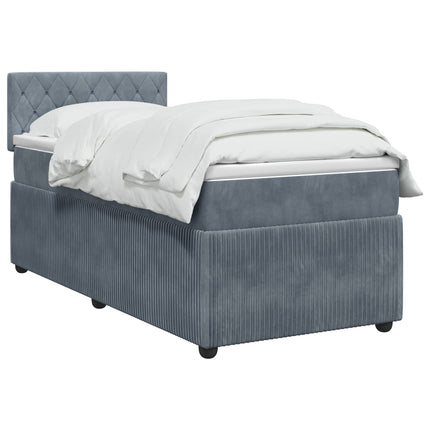Box Spring Seng med Madras og LED Mørkegrå 90 x 190 cm Fløjl