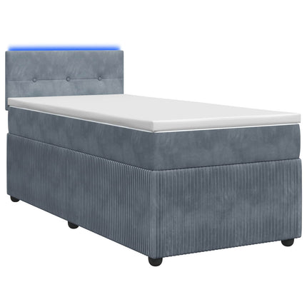 Box Spring Seng med Madras og LED Mørkegrå 90 x 190 cm Fløjl