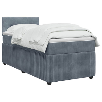 Box Spring Seng med Madras og LED Mørkegrå 90 x 190 cm Fløjl