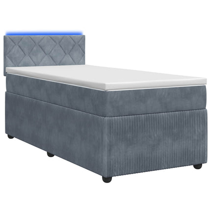 Box Spring Seng med Madras og LED Mørkegrå 90 x 190 cm Fløjl