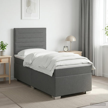 Boxmadras med topmadras Mørkegrå 80 x 200 cm Stof