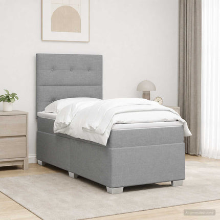 Boxmadras med topmadras Lysegrå 90 x 200 cm Stof