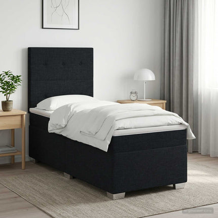Boxmadras med topmadras Sort 80 x 200 cm Stof