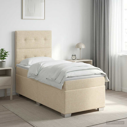 Boxmadras med topmadras Cremefarvet 80 x 200 cm Stof
