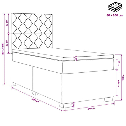 Boxmadras med topmadras med hovedgærde Sort 80 x 200 cm Stof