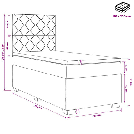 Boxmadras med topmadras med hovedgærde Gråbrun 80 x 200 cm Stof