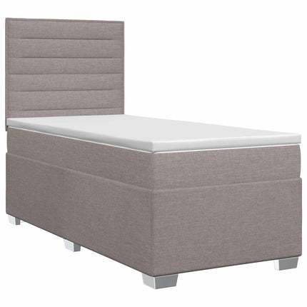 Boxmadras med topmadras med hovedgærde Gråbrun 90 x 190 cm Stof