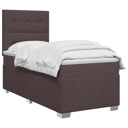Boxmadras med topmadras Mørk Brun 90 x 190 cm Stof