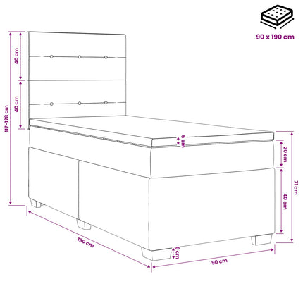 Boxmadras med topmadras Mørk Brun 90 x 190 cm Stof