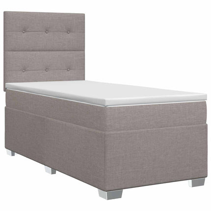 Boxmadras med topmadras med hovedgærde Gråbrun 90 x 190 cm Stof