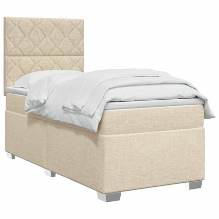 Boxmadras med topmadras Cremefarvet 90 x 190 cm Stof