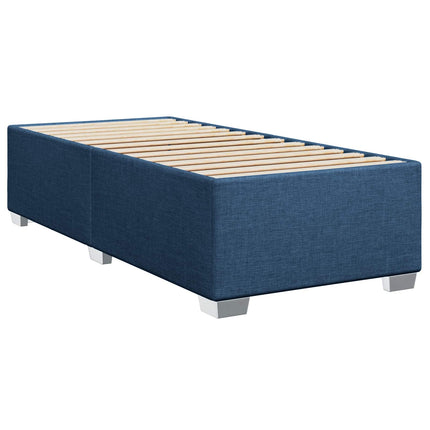Boxmadras med topmadras med hovedgærde Blå 90 x 190 cm Stof