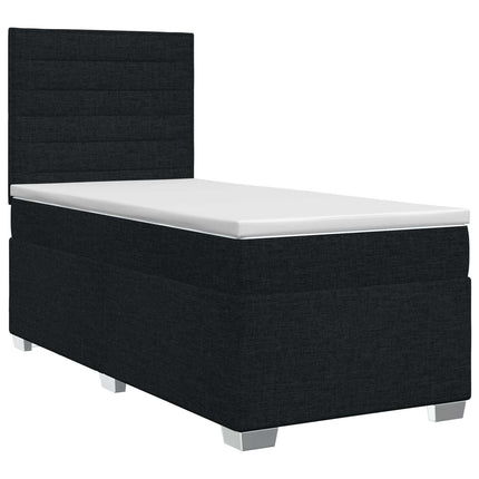 Boxmadras med topmadras Sort 90 x 200 cm Stof