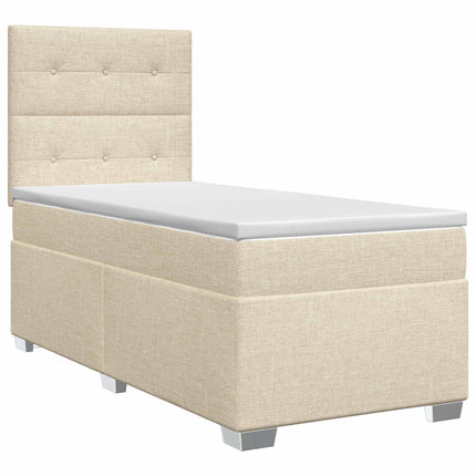 Boxmadras med topmadras Cremefarvet 90 x 200 cm Stof